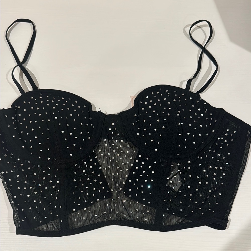 Black Studded Bustier Top